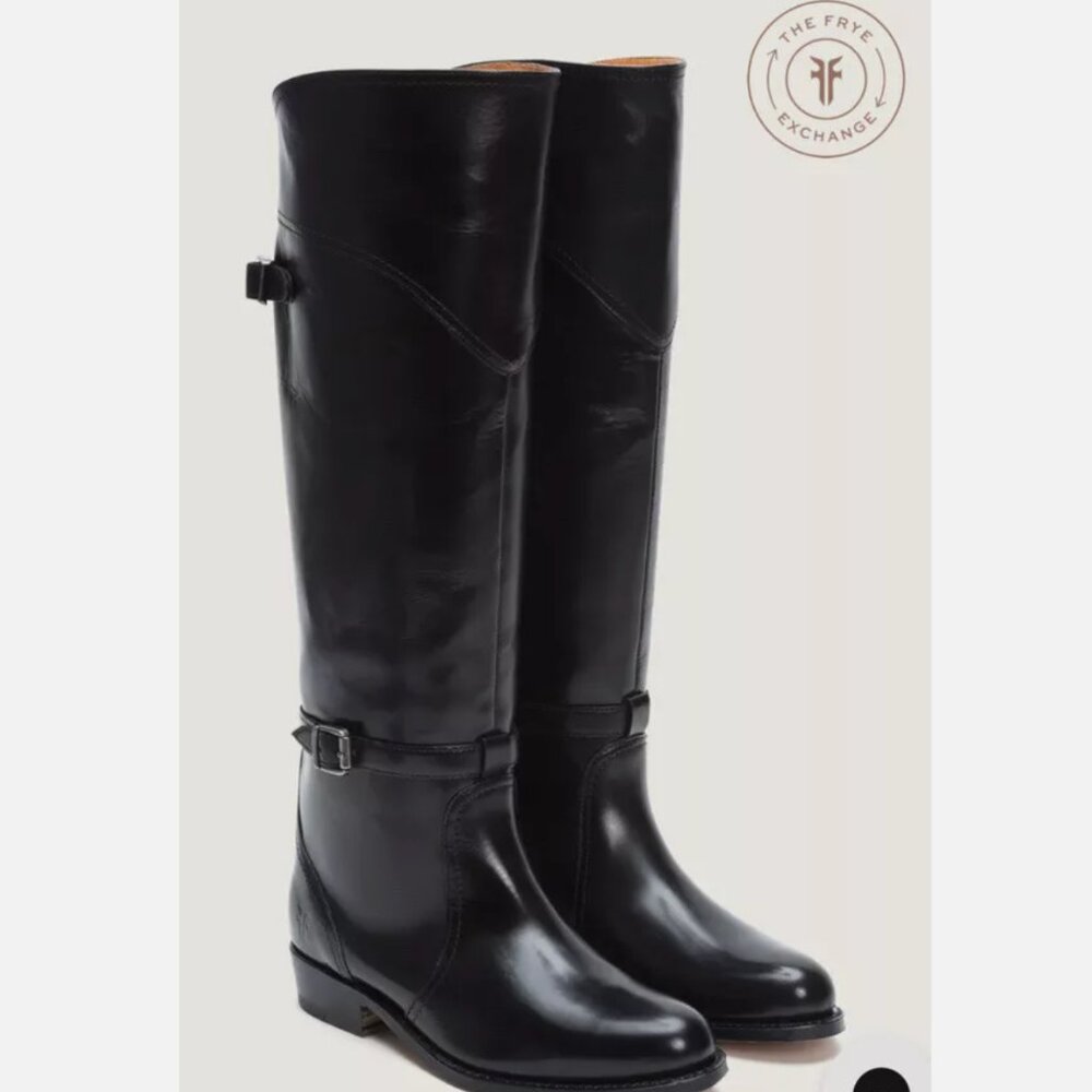 Frye Dorado Women’s Black Leather Tall Riding Boots (Knee High) Size 7